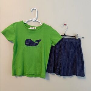 Luigi Green Whale T-Shirt and Navy Polka Dot Shorts Set